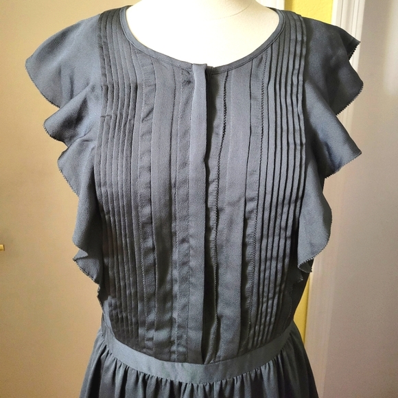 NEW Banana Republic Pintuck Flutter Sleeve Dress Grey size 6 Tall - Picture 4 of 15